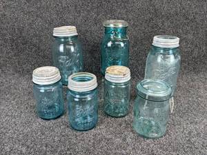 lot 486 image: Lot of (7) Vintage Ball & Atlas Jars - Some with Lids NO SHIPPING
