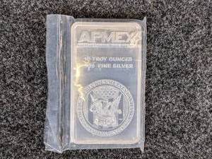lot 176 image: 10 TROY OUNCES .999 Fine Silver Bar - APMEX Bar