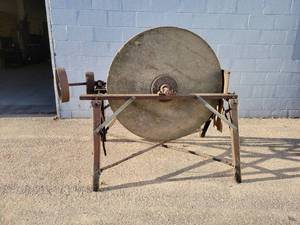 lot 179A image: Large Antique Industrial Grinding Wheel 46 Diameter - Very Cool Yard Art - NO SHIPPING