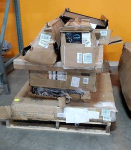 lot 54 image: Salvage Pallet - Various Incomplete Furniture, Baby Pen, Stove Top, and Other Items(For parts or repair)