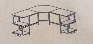 lot 30 image: Teraves L-Shaped Computer Desk with Bookshelves, Large Corner Desk Home Office Workstation Desk with Storage, Teak (Open box)