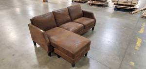 lot 5 image: Wayfair Almatis Sofa Chaise in Brown (Needs Cleaning)