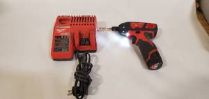 lot 13 image: Milwaukee M12 12-Volt Lithium-Ion Cordless 14 in. Hex Screwdriver with Battery & Charger (Used, works)