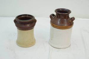 vintage milk can and kitchen crock