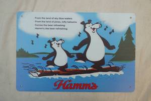 metal Hamms beer sign