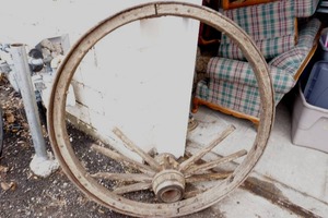 antique wood and iron wheel