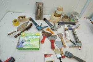 putty knives, caulking guns, tape