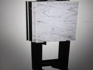 linon marble-look tv tray set open ...