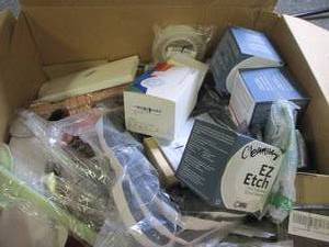 box of home improvement items ...