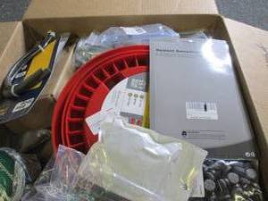 box of home improvement items