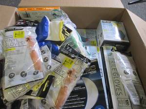 box of disposable gloves and more...