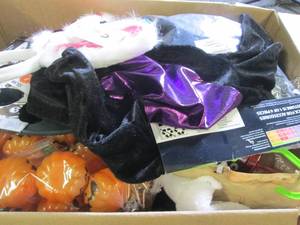 box of halloween items...