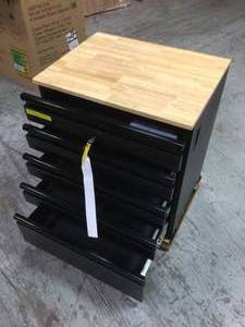 Heavy Duty Welded 18-Gauge Steel 5-Drawer Garage Base Cabinet in Black (28 in. W x 32 in. H x 21.5 in. D) by Husky Customer Returns See Pictures
