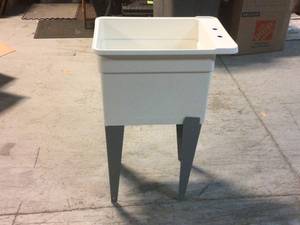 MUSTEE 21F LILTUB UTILATUB LAUNDRY TUB FLOOR MOUNT, 24-INCH X 18-INCH, WHITE