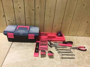 Apollo 53-Piece Home Tool Kit with Tool Box in Pink