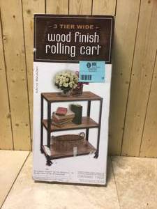 Mind Reader 30 in. x 12 in. x 23 in. 3-Tier Metal with Wood Mobile Utility Cart in Black