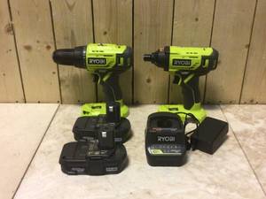 RYOBI ONE 18V Lithium-Ion Cordless 2-Tool Combo Kit w DrillDriver, Impact Driver, (2) 1.5 Ah Batteries, Charger
