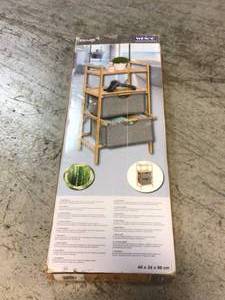 Bahari 2-Drawer, 2-Shelf Bamboo and Fabric Laundry Sorter Customer Returns See Pictures
