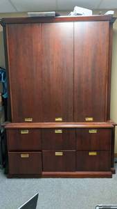 lot 14 image: Huge Cherry Wood Cabinet with Drawers-81 x 24 x 63