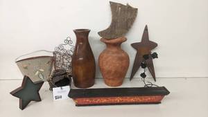 lot 51 image: Beautiful Wood, Metal, & Terra Cotta Home Decor