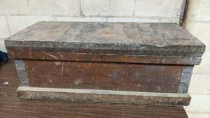 lot 47 image: Very Rare Vintage Wooden Treasure Chest 37.5 x 17 x 14-Great for Repurposing
