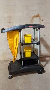 lot 90 image: Professional Janitor Supplies- Rubbermaid Janitor CartBrand New and Mop Bucket