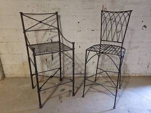 lot 72 image: 2 45 Cast Iron Outdoor Bar Chairs