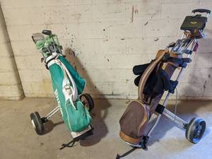 lot 83 image: Two Sets of Golf Clubs in Golf Bags with Golf Push Carts