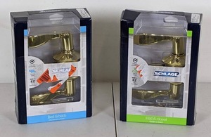 lot 62 image: Schlage Door Handles, Matching Set Bathroom And Hall Closet