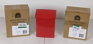 lot 79 image: Architectural Mailboxes, Marina Red Small Steel Wall Mount Mailbox (QTY 2)