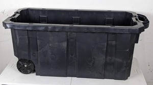 lot 55 image: HUSKY 45 Gal. Latch and Stack Tote with Wheels in Black