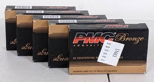 lot 18 image: PMC BRONZE .223 REMINGTON 55GR FMJ-BT AMMUNITION (20 ROUNDS) - 223A (5 BOXES)