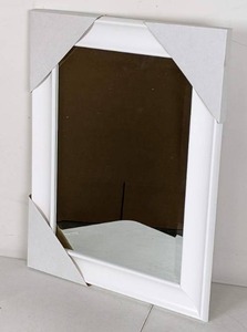 lot 27 image: Style Selections 21-in x 27-in White Rectangle Framed Wall Mirror