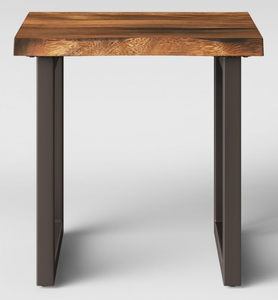lot 34 image: Thorald Wood Top End Table with Metal Legs Brown - Project 62