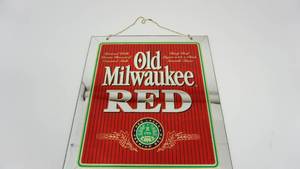 lot 18 image: Old Milwaukee Red-Red Lager Premium Beer Sign-19  x  16