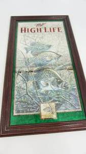 lot 21 image: Framed Miller High Life --Crappie Sign-25 12  x  14 12
