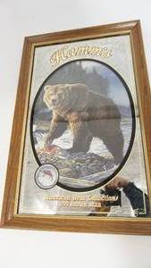 lot 26 image: Framed Hamms American Bear Collection   1993  Brown Bear Sign--15 14  x  23 34