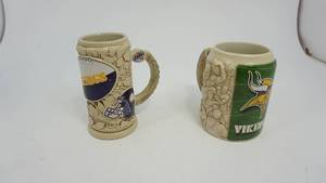 lot 66 image: Two Vikings Drinking Mugs--Miller Life & Miller Lite- Handcrafted In China For Brax Ltd.