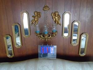 lot 117 image: Mirror & wall sconces. All Pieces shown. Old finish. Nice condition. As shown.