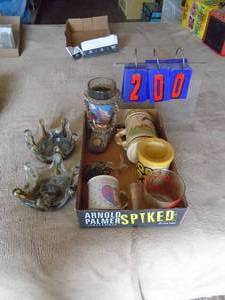 lot 200 image: Flat with cups & coozie. As shown.