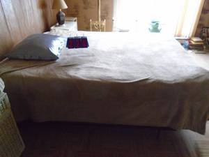 lot 224 image: Queen bed frame. Includes memory foam mattress. As shown.