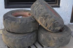 lot 6 image: 12 x 16.5 Foam Filled wide wall Skid Steer Tires