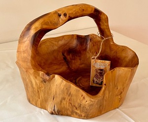 lot 128 image: Decorative Burled Wood Basket