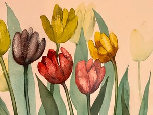 lot 134 image: Beautiful Floral Framed Watercolor