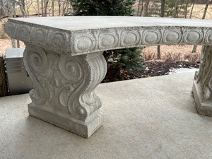 lot 135 image: Lovely Outdoor Curved Cement Bench