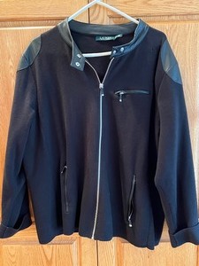 lot 140 image: Womens Ralph Lauren Zip Up Sweater with Leather Accents