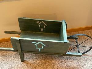 lot 36 image: Wooden Deco Wheel Barrow