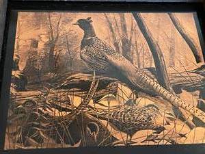 lot 48 image: Vintage Pheasant Framed Art on Metal