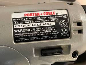 lot 105 image: Porter Cable 14.4 Volt Rechargeable Drill and Flashlight Kit