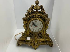 lot 1 image: Ornate Brass Clock Electrified ( Sessions Movement Made In The U.S.A).